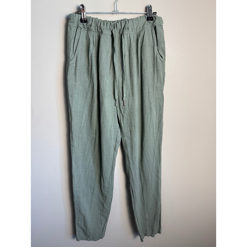 Moda Elegante Women Sage Green Cotton Lightweight Joggers L/XL Boho Coastal Boho